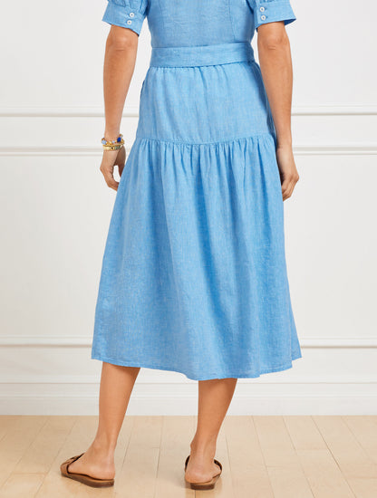Talbots DROP WAIST LINEN MIDI SKIRT - CROSS DYED