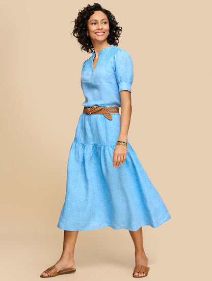Talbots DROP WAIST LINEN MIDI SKIRT - CROSS DYED