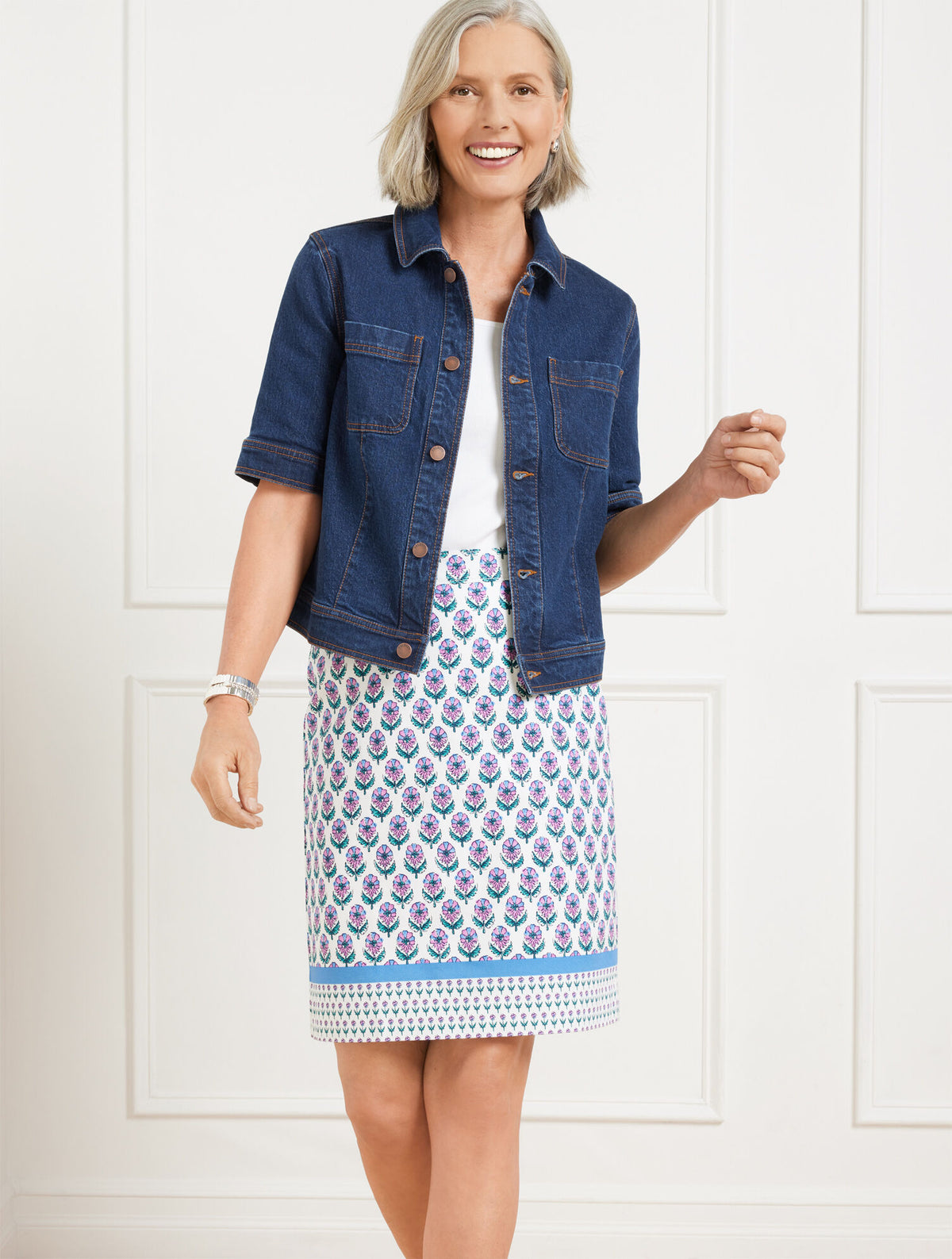 Talbots SHORT SLEEVE JEAN JACKET - ERICA WASH