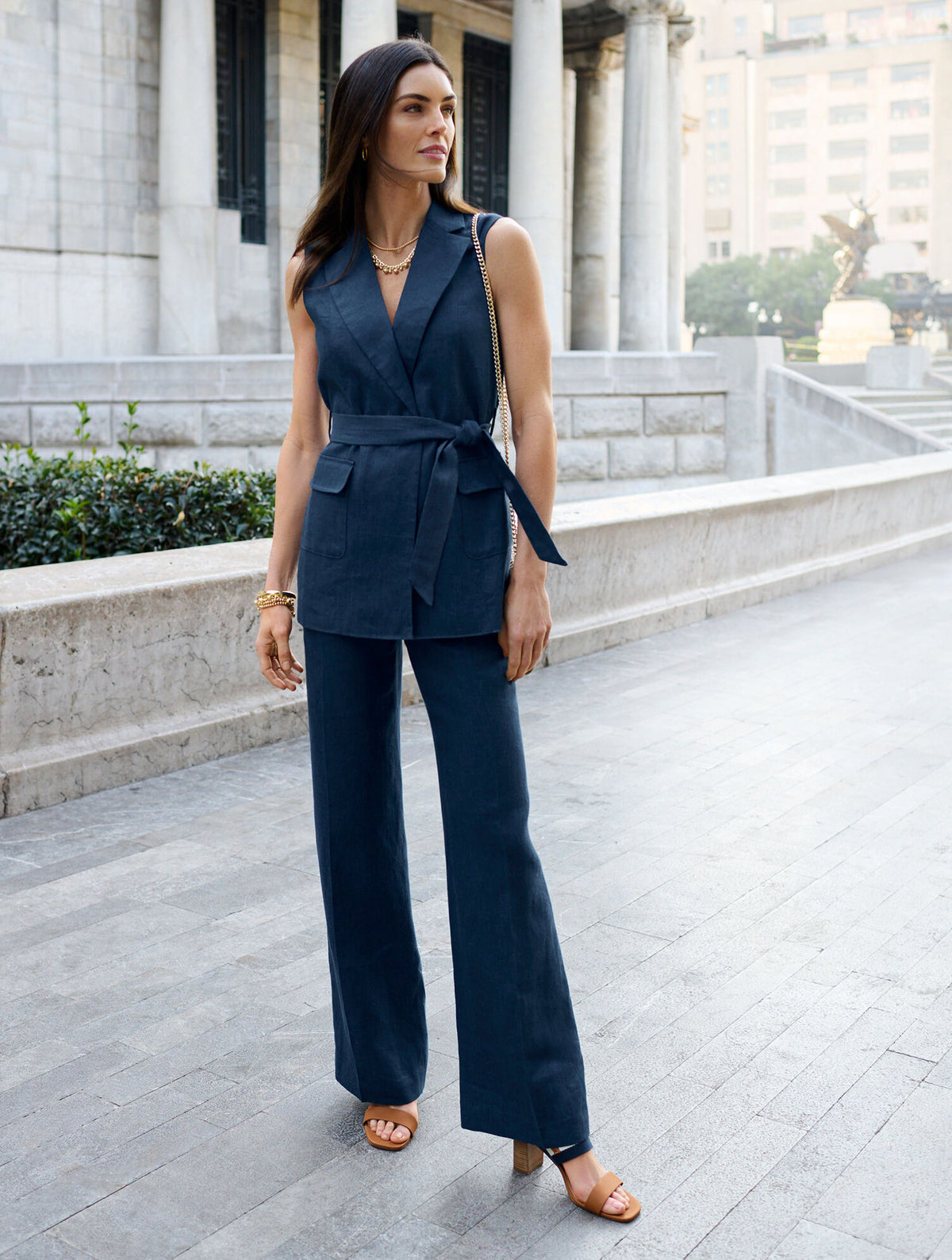 Talbots TIE WAIST LINEN VEST