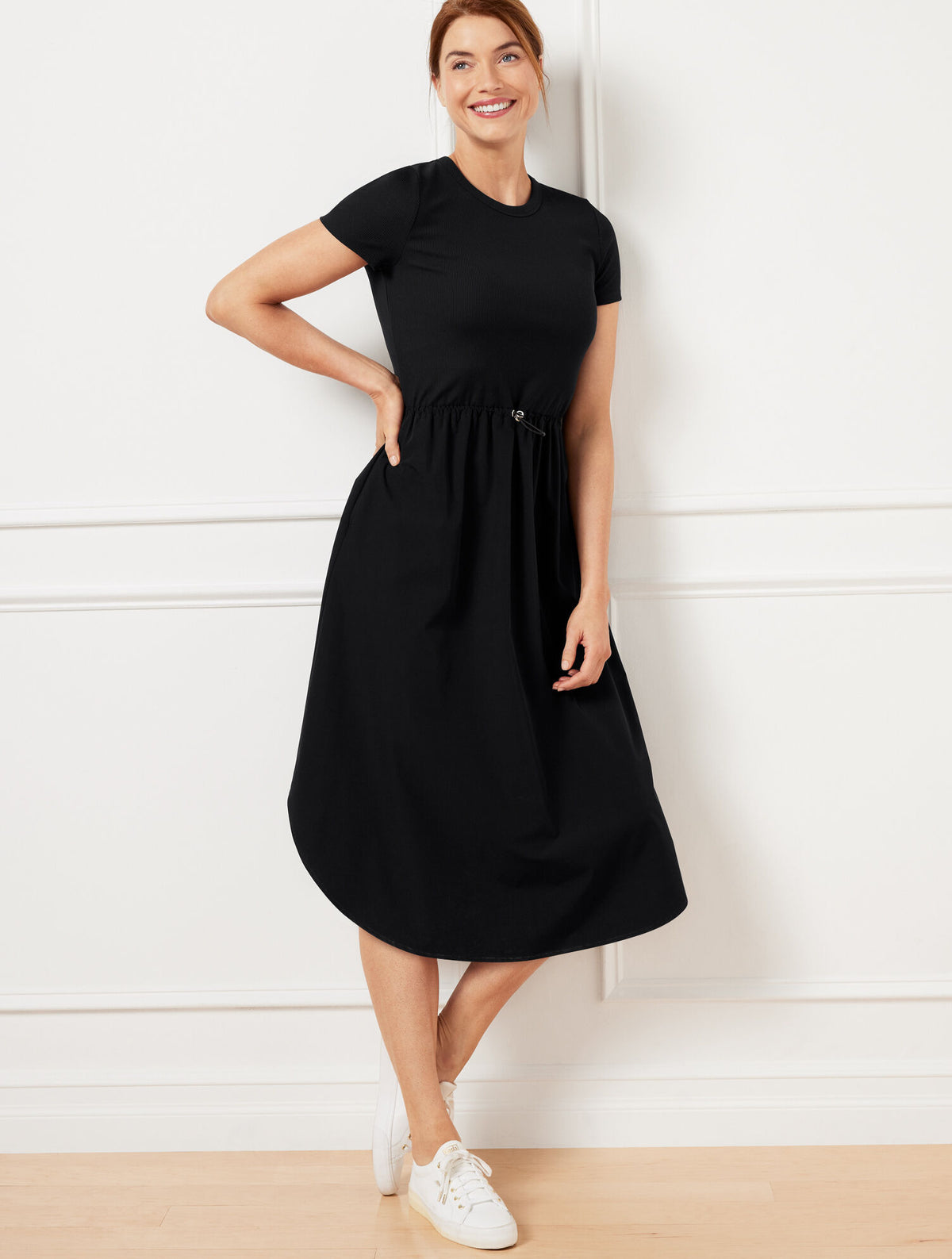 Talbots MIXED MEDIA SHORT SLEEVE DRESS
