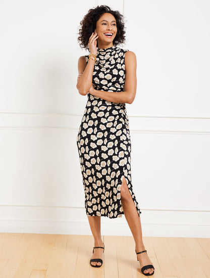 Talbots COWL-NECK MIDI DRESS - DECO FLOWER