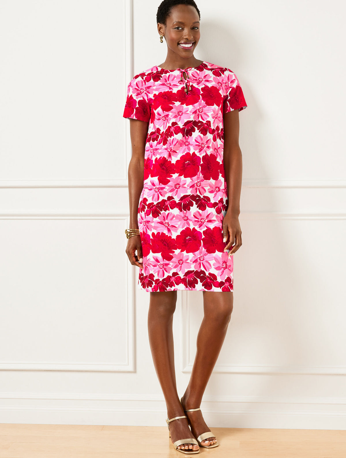 Talbots BOW A-LINE CREPE DRESS - WATERCOLOR BOUQUETS