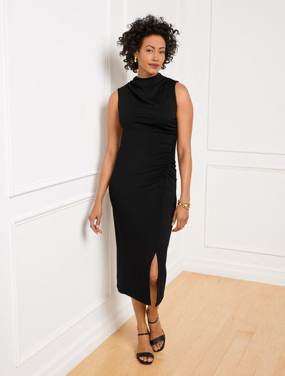Talbots GATHERED COWL-NECK PONTE MIDI DRESS