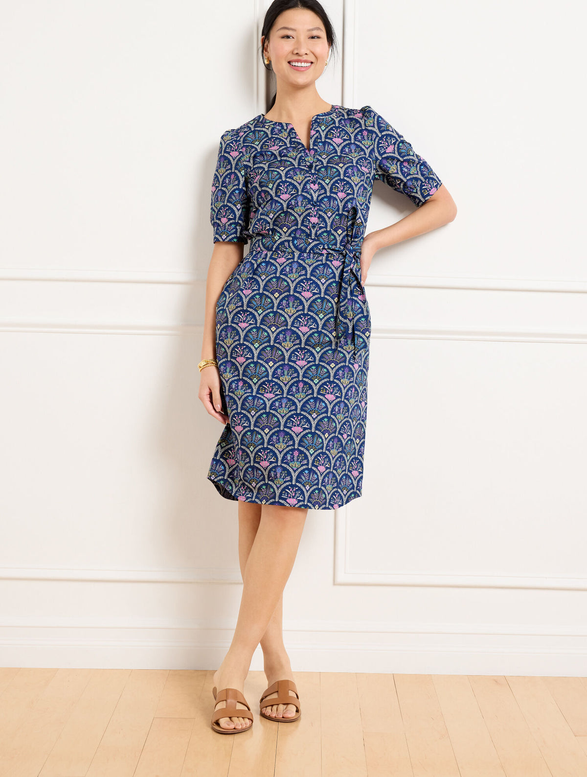 Talbots MODERN POPLIN SHIRTDRESS - SCALLOPED FLORAL