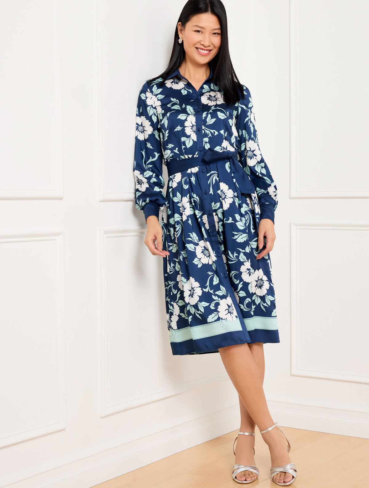 Talbots TIE WAIST SHIRTDRESS - DELIGHTFUL FLORAL