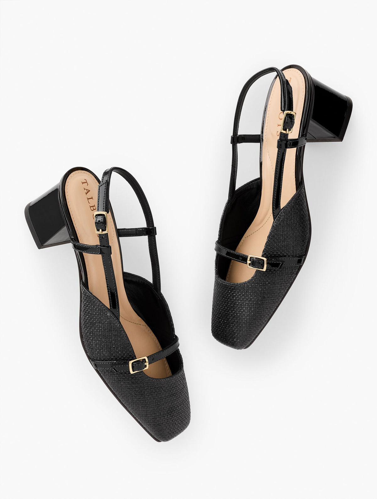 Talbots CARLYE BUCKLE BLOCK HEEL PUMPS - SHIMMER RAFFIA