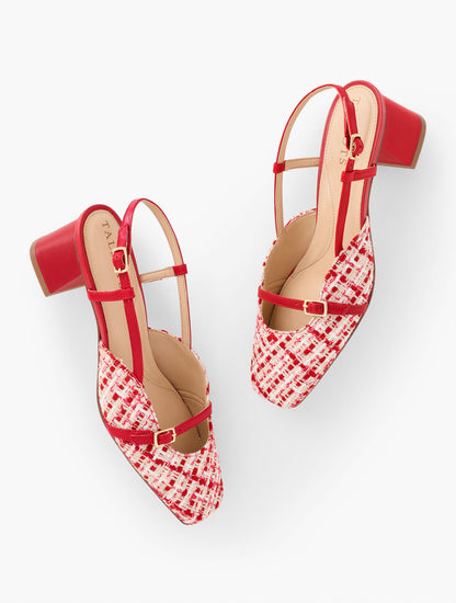 Talbots CARLYE BUCKLE BLOCK HEEL PUMPS - LOVELY TWEED