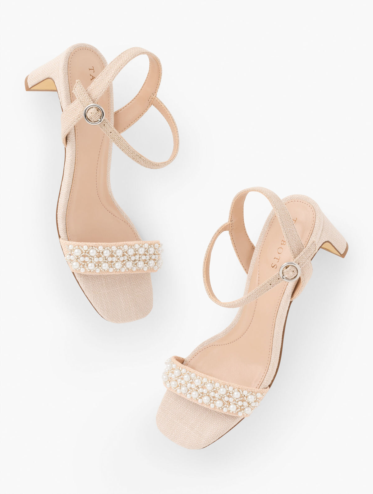 Talbots CAYDEN PEARL BLOCK HEEL LINEN SANDALS