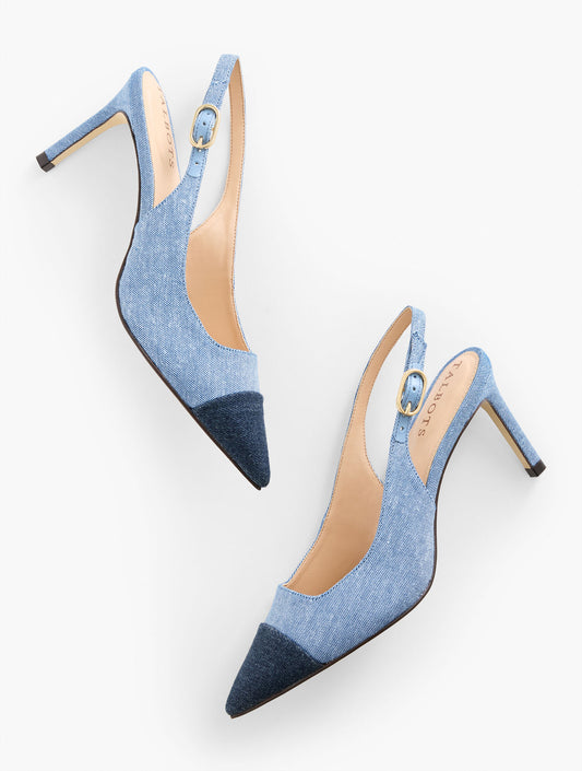 Talbots ELENA DENIM SLINGBACK PUMPS