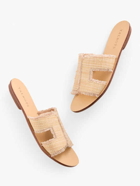 Talbots HANNAH FRAYED RAFFIA SLIDES