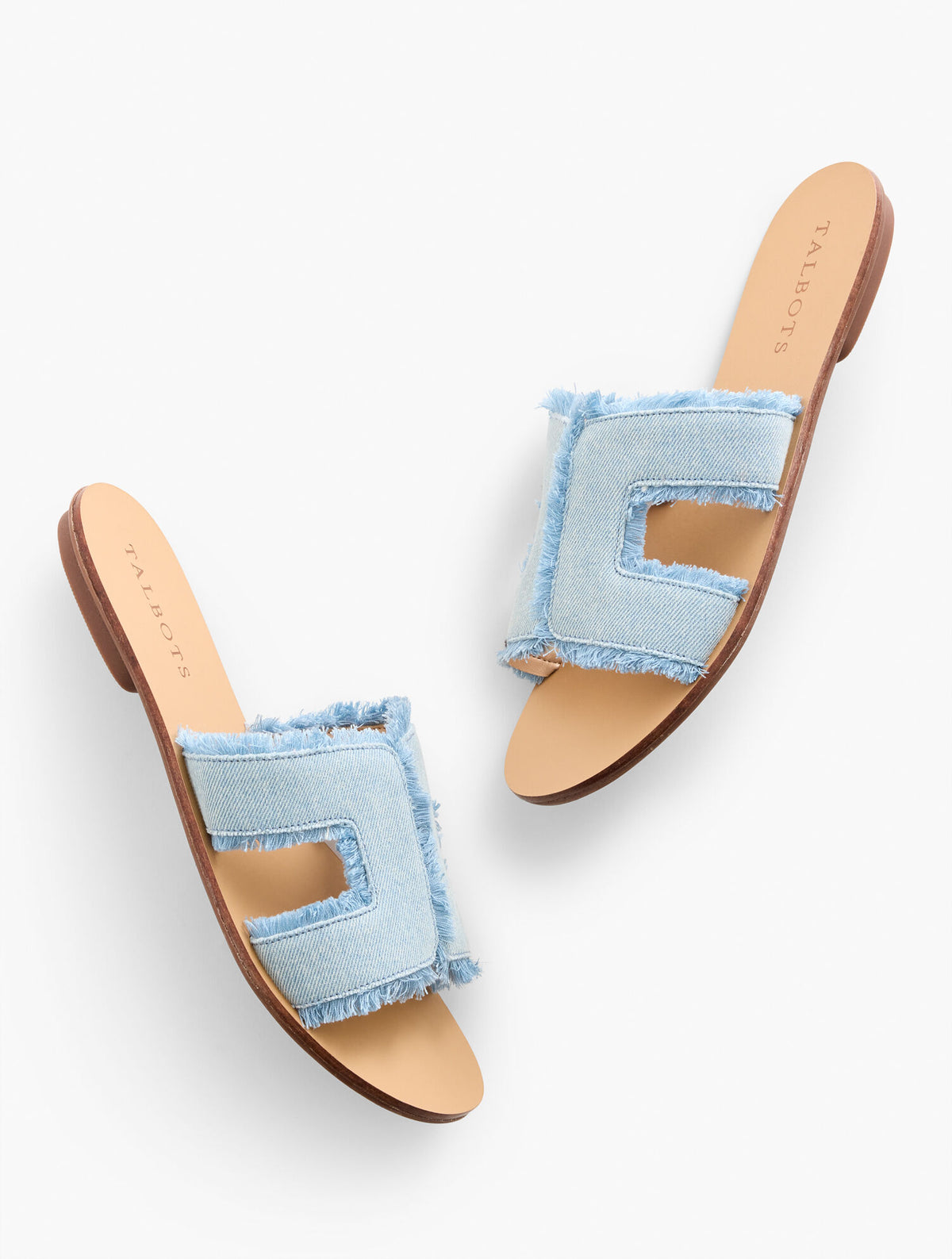 Talbots HANNAH FRAYED DENIM SLIDES