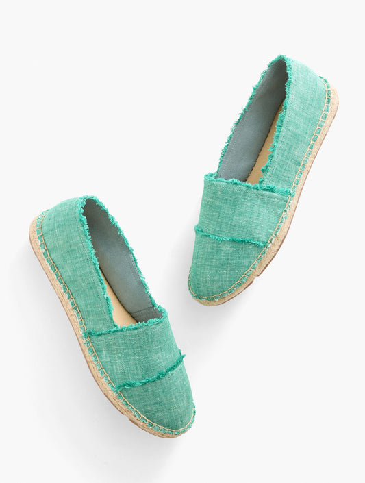 Talbots IZZY FRAYED WASHED LINEN ESPADRILLE FLATS