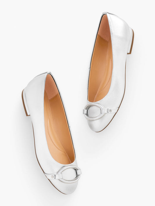 Talbots MADISON BUCKLE METALLIC NAPPA BALLET FLATS