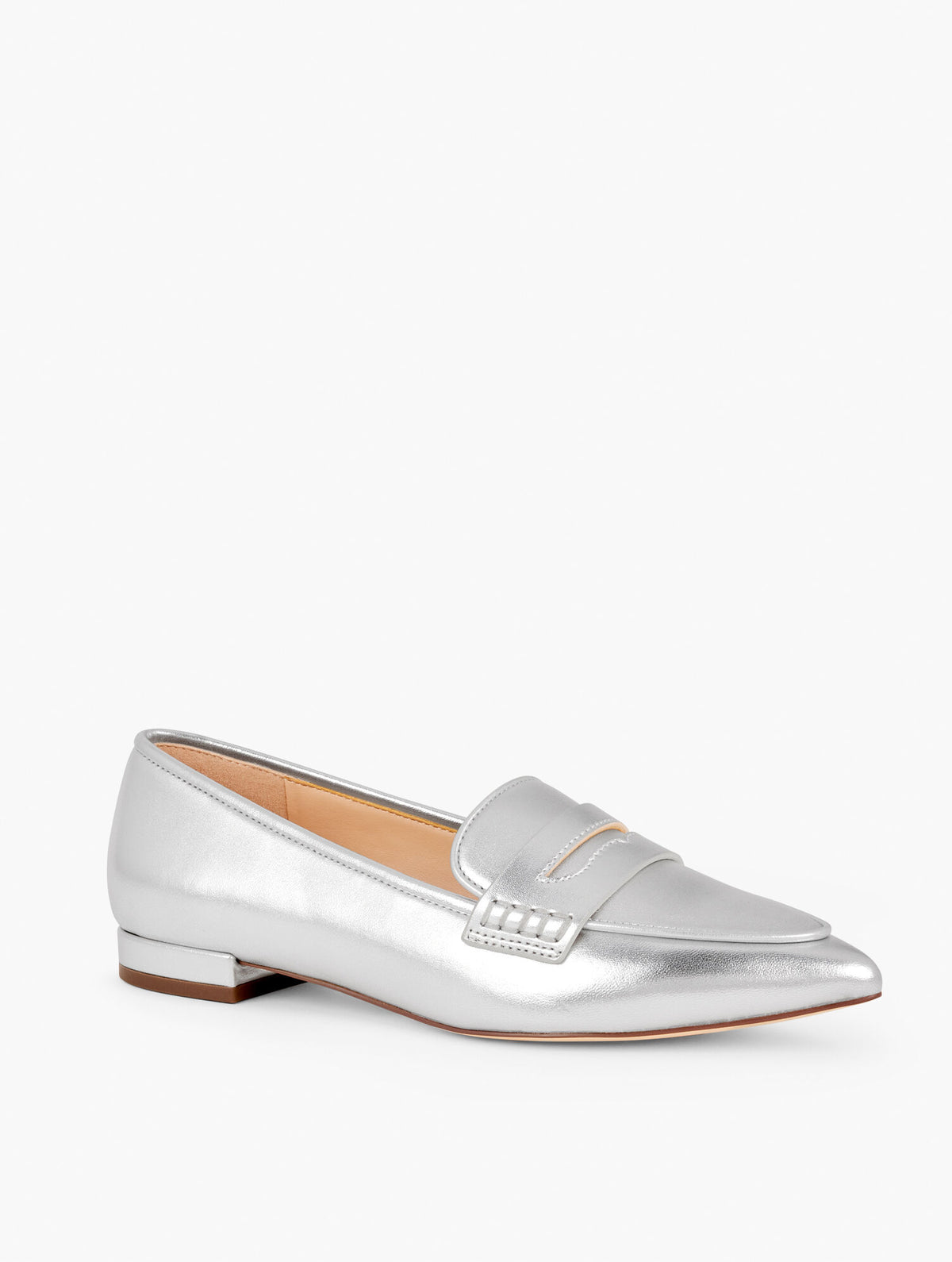 Talbots SCARLET POINTED TOE METALLIC LEATHER LOAFERS
