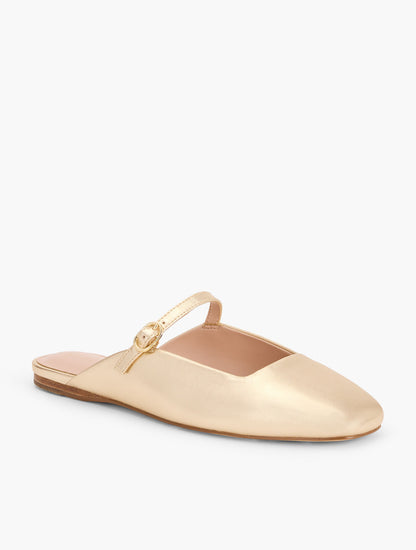 Talbots SLOAN MARY JANE METALLIC LEATHER MULES