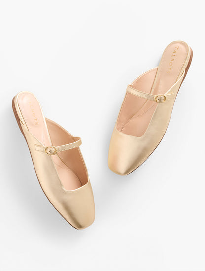Talbots SLOAN MARY JANE METALLIC LEATHER MULES