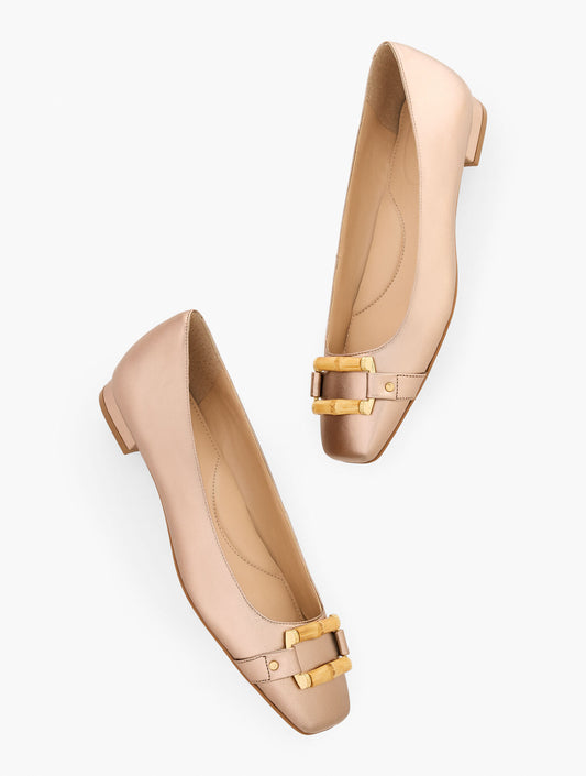 Talbots SUTTON BAMBOO BUCKLE METALLIC NAPPA FLATS