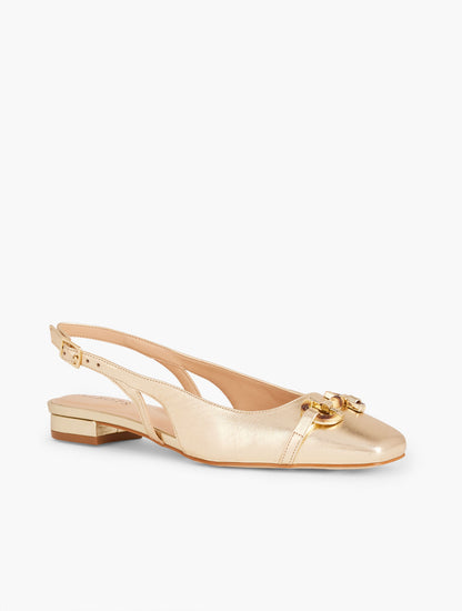 Talbots SUTTON LINK SLINGBACK METALLIC NAPPA FLATS