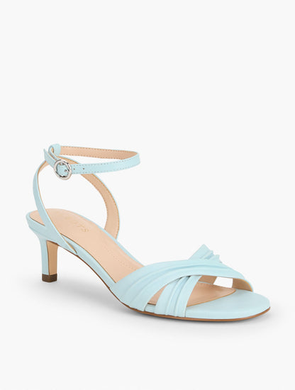 Talbots TALLIA PLEATED NAPPA ANKLE STRAP HEEL SANDALS