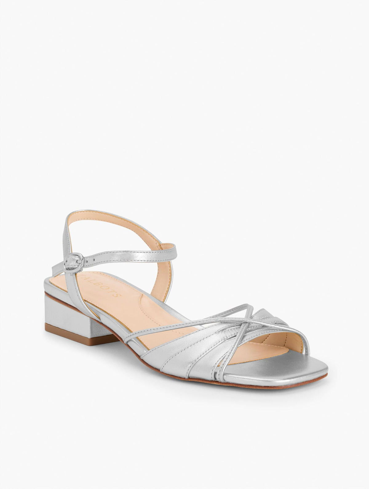 Talbots VIV STRAPPY METALLIC NAPPA BLOCK HEEL SANDALS