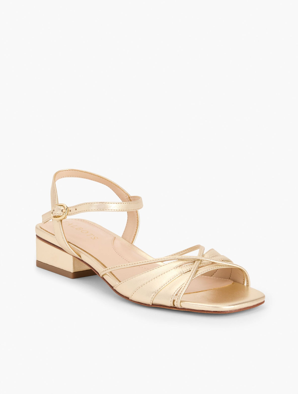 Talbots VIV STRAPPY METALLIC NAPPA BLOCK HEEL SANDALS