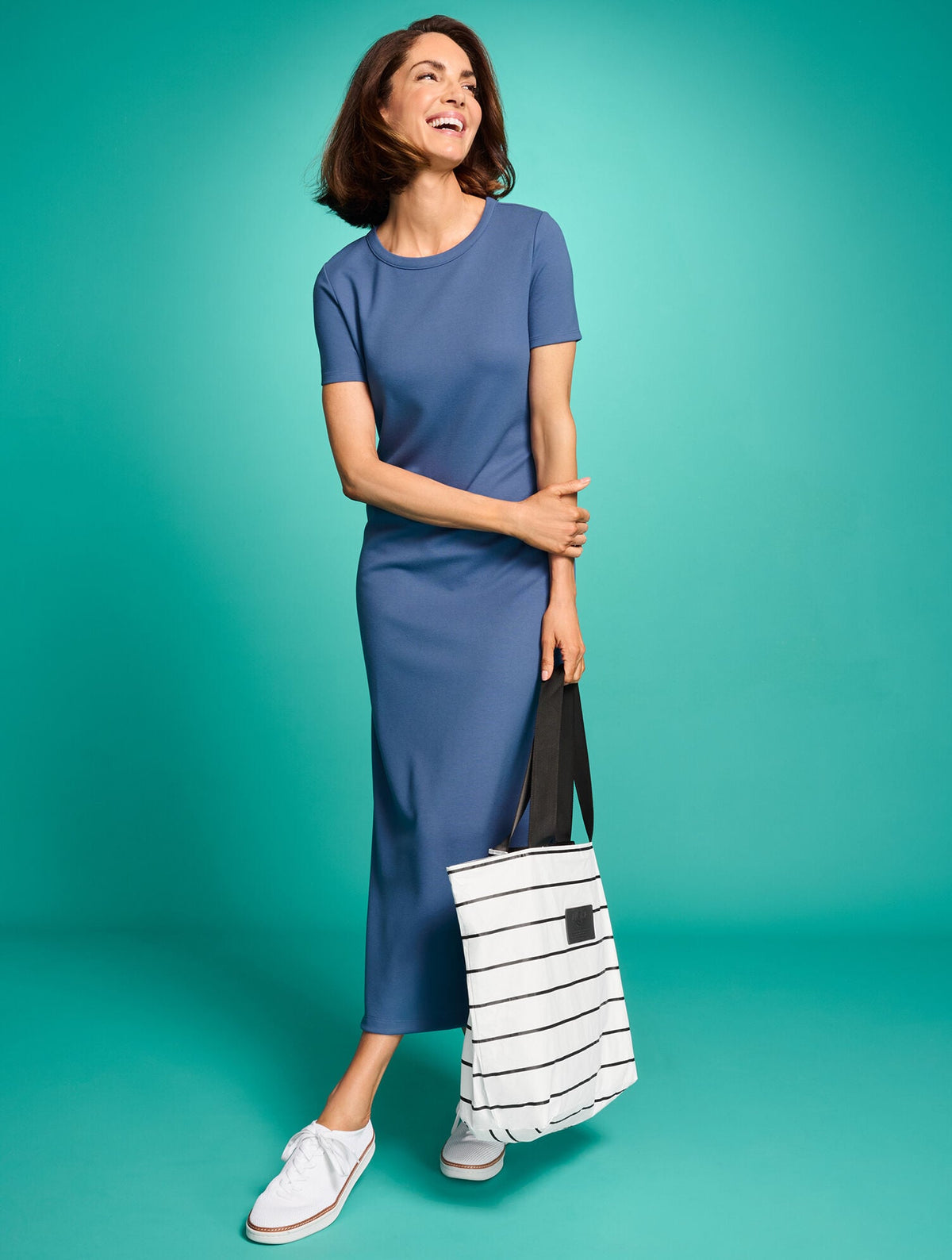 Talbots ALOHA COLLECTION PINSTRIPE DAY TRIPPER TOTE