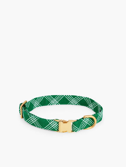Talbots THE FOGGY DOG EMERALD PLAID DOG COLLAR