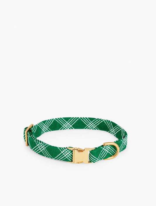 Talbots THE FOGGY DOG EMERALD PLAID DOG COLLAR