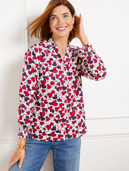 Talbots BUTTON FRONT TOP - ENTWINED HEARTS