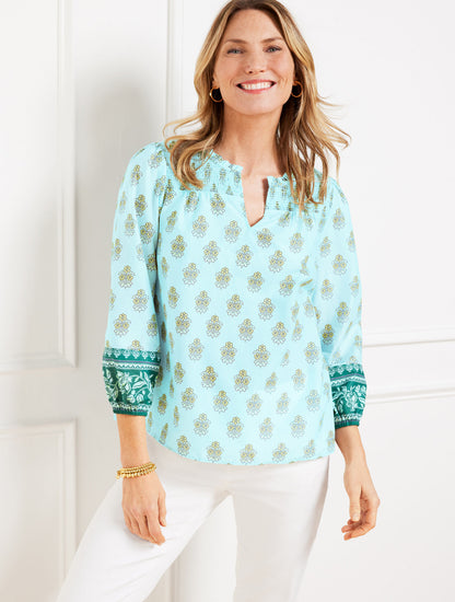 Talbots SMOCKED TOP - BREEZY BLOOMS