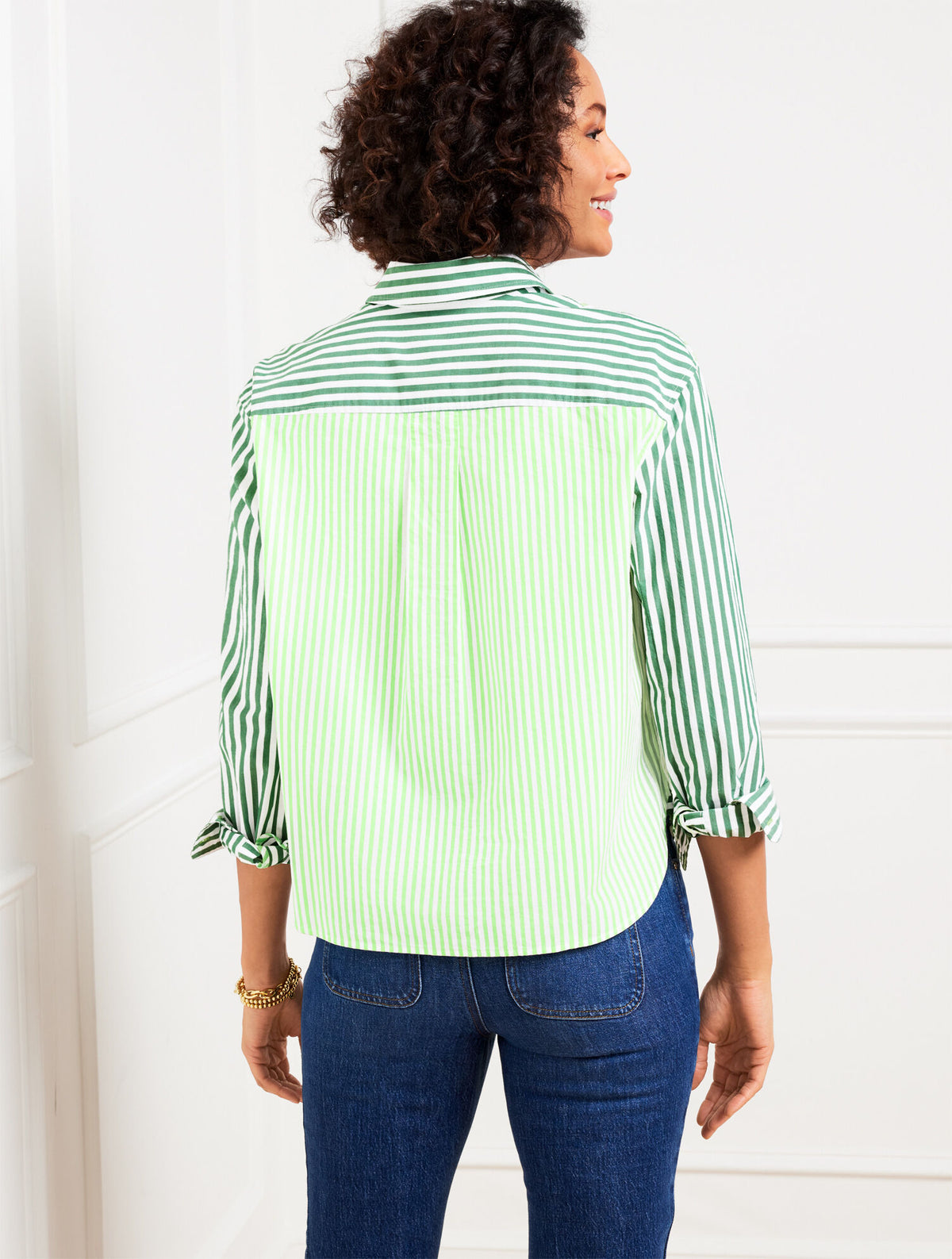Talbots POPLIN SHORT SHIRT - BLOOMING STRIPE