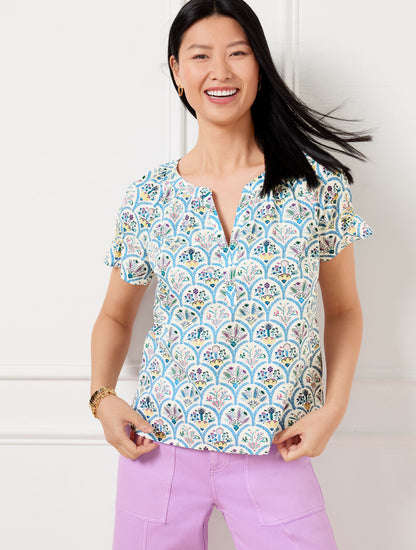 Talbots SCALLOPED FLORAL TOP