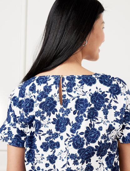 Talbots TIE FRONT TOP - BLUSHING ROSES