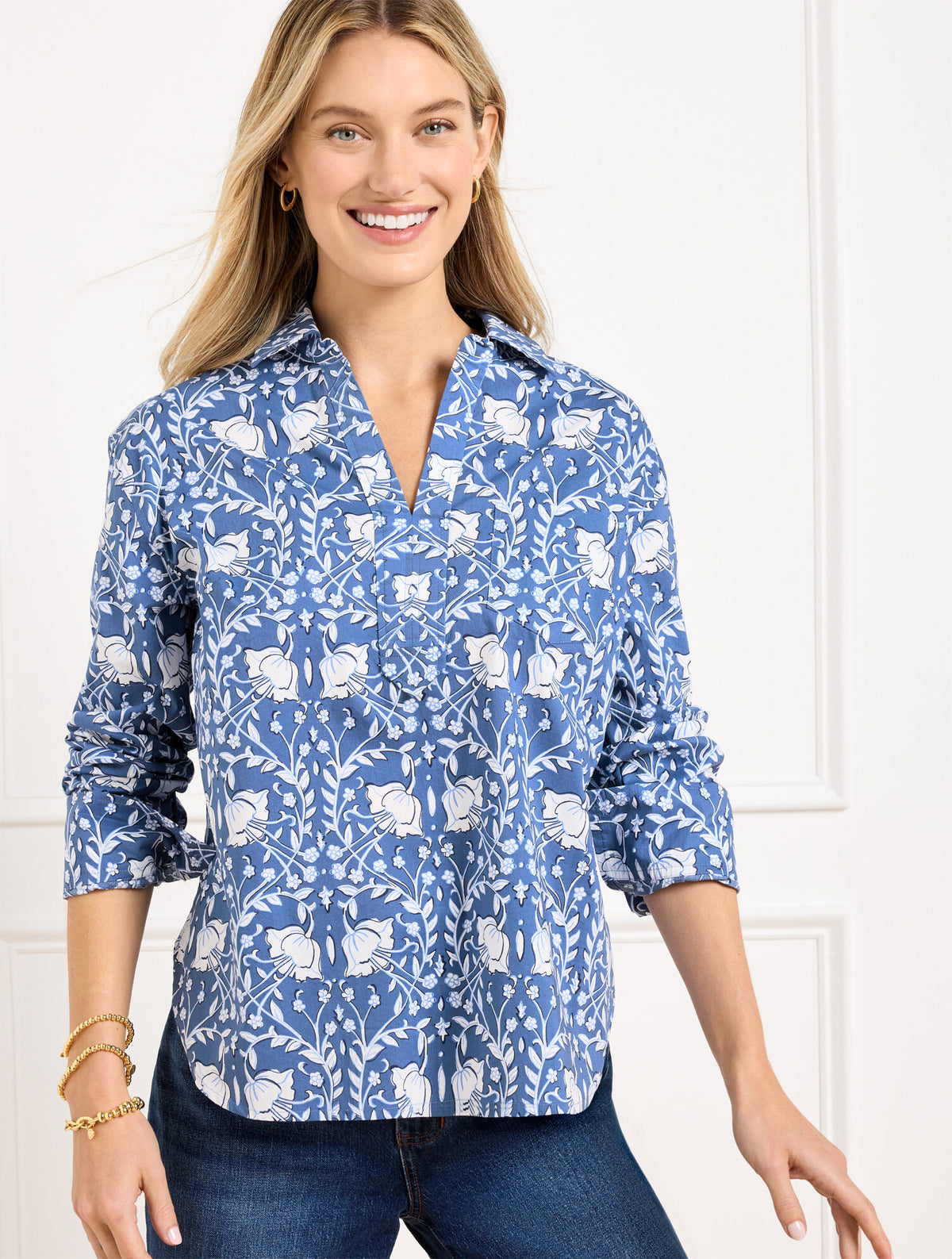 Talbots SHORT SHIRT - INTRICATE FLOWERS
