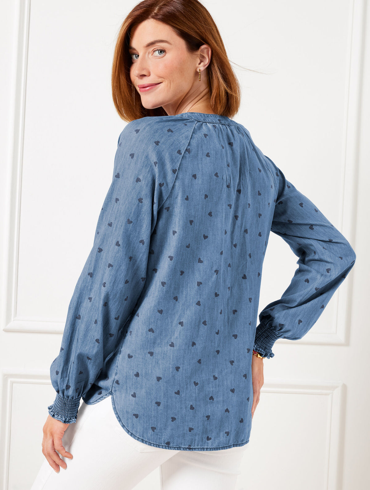 Talbots DENIM RUFFLE TOP - SPRING HEARTS
