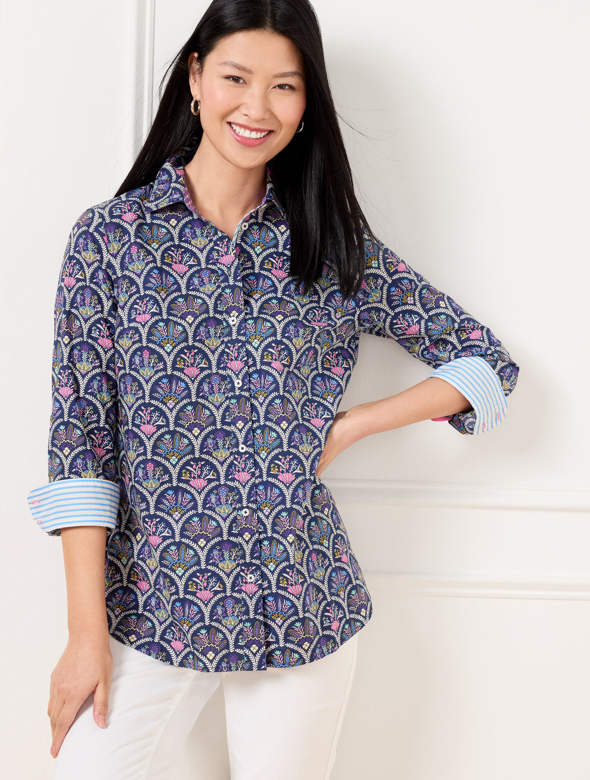 Talbots MODERN CLASSIC SHIRT - SCALLOPED FLORAL