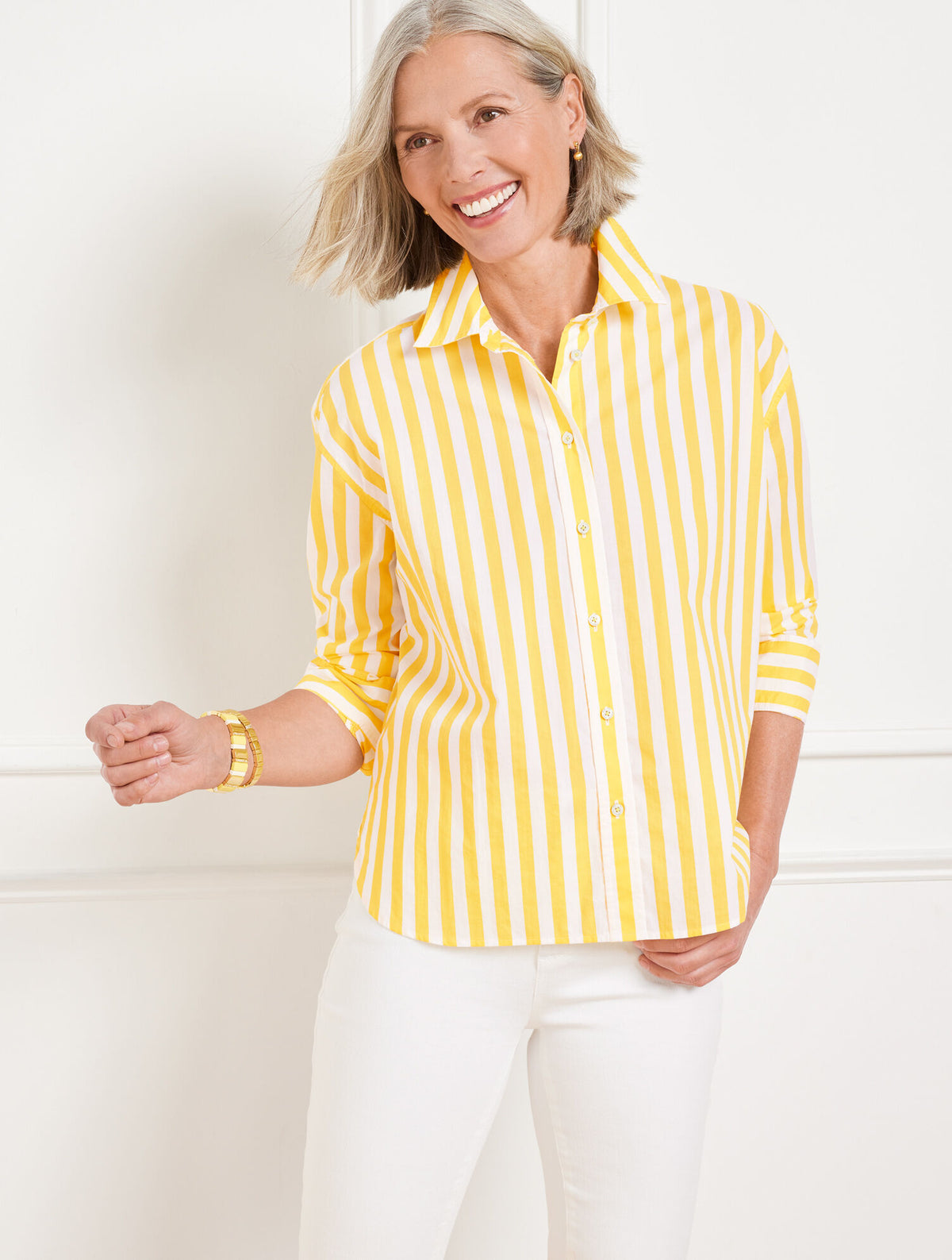 Talbots SHORT SHIRT - GARDEN STRIPE