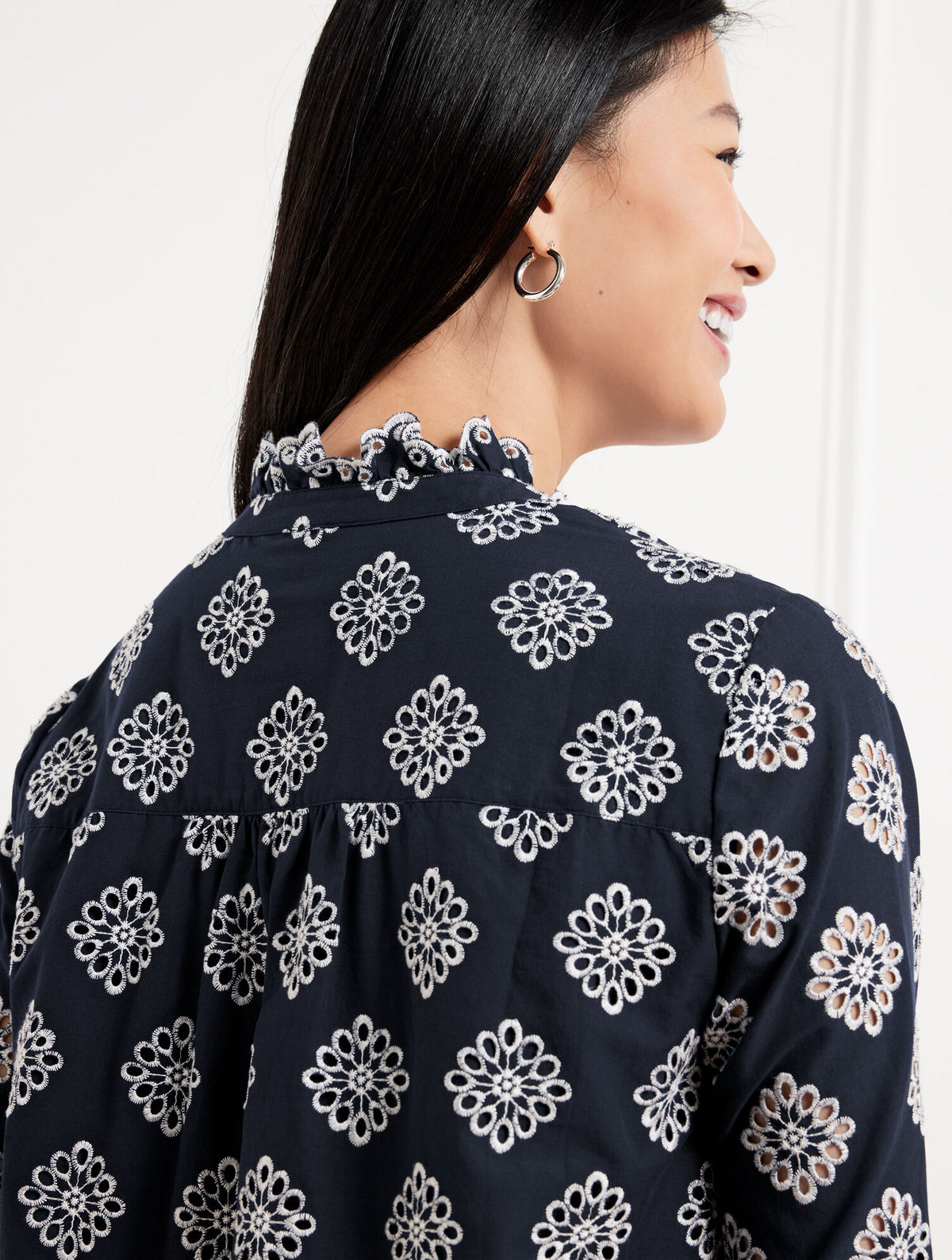 Talbots EMBROIDERED FLORAL TOP