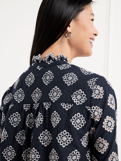 Talbots EMBROIDERED FLORAL TOP