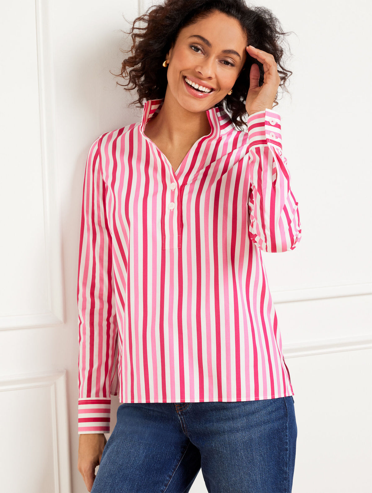 Talbots NON-IRON POPOVER - PRINTED JOYFUL STRIPE