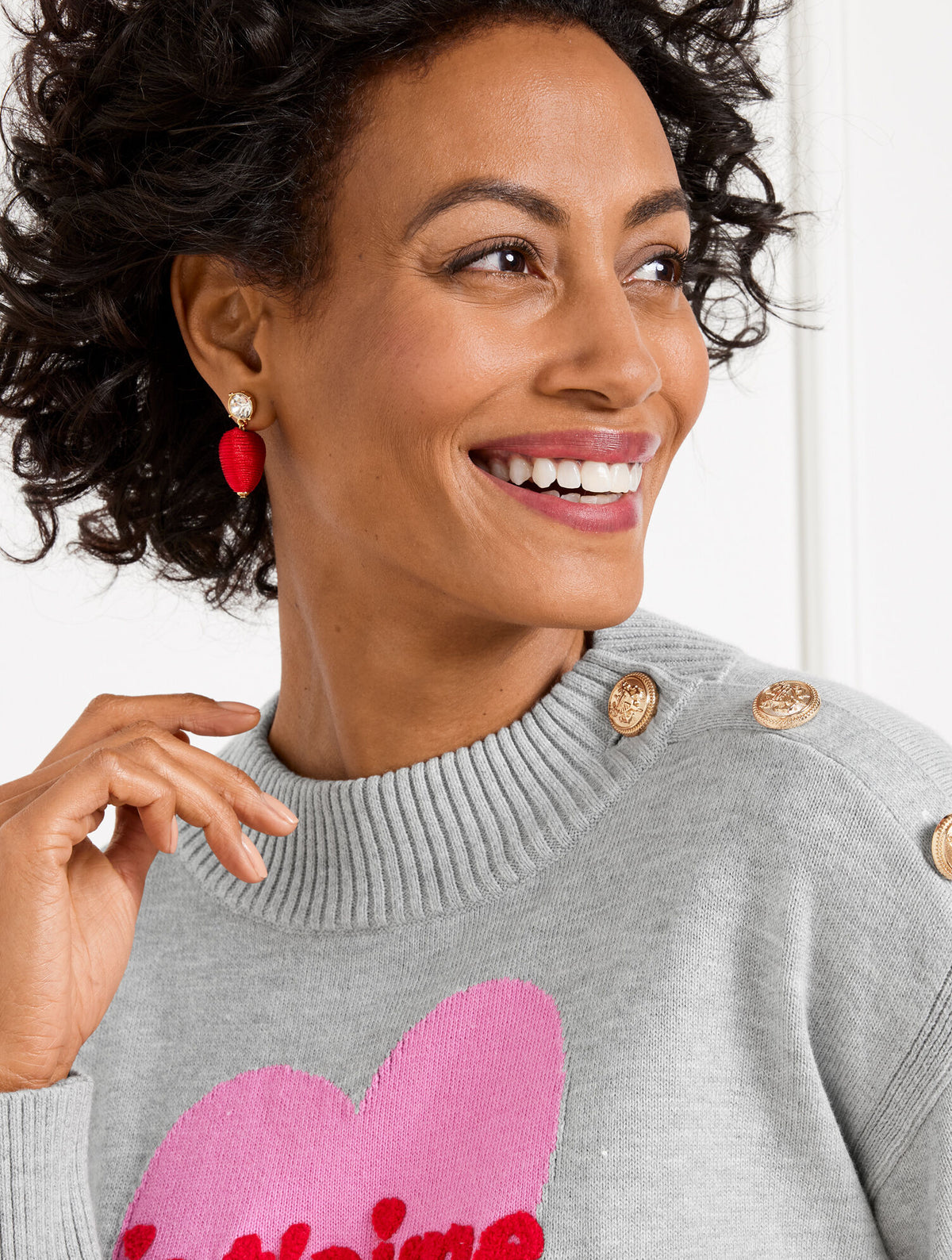 Talbots JE T’AIME HEART MOCKNECK PULLOVER