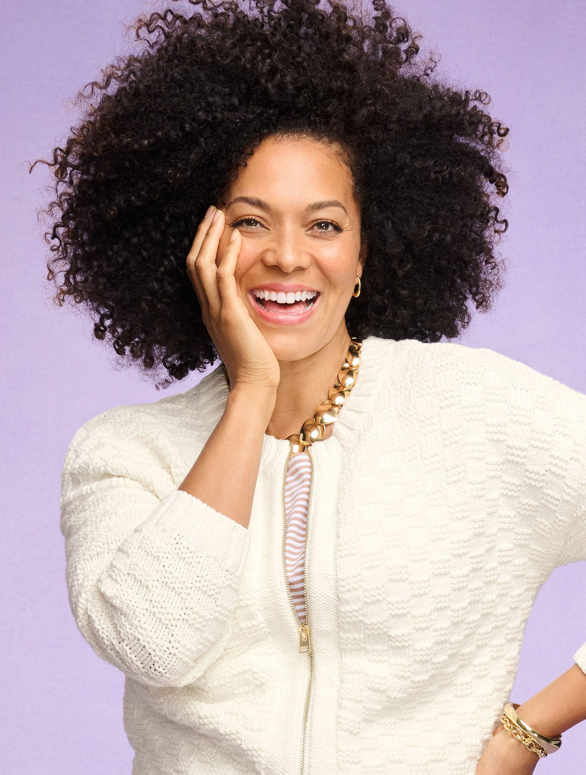 Talbots TEXTURE STITCH BOMBER CARDIGAN