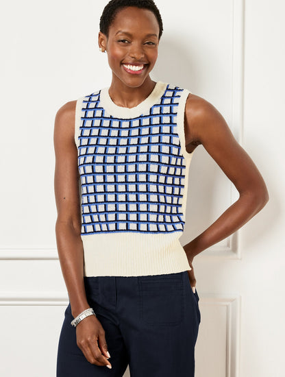 Talbots TEXTURED STITCH SWEATER SHELL - PLAID