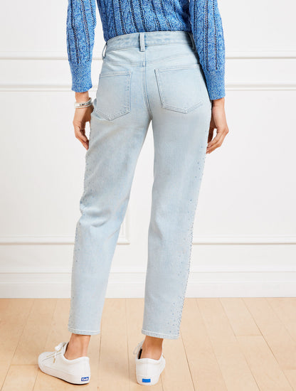 Talbots RHINESTONE STOVEPIPE STRAIGHT LEG JEANS - WINDSOR WASH