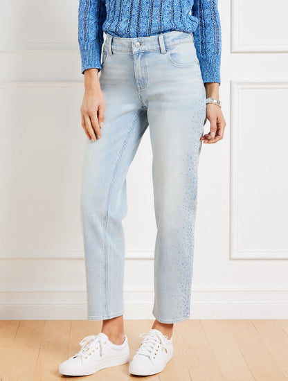 Talbots RHINESTONE STOVEPIPE STRAIGHT LEG JEANS - WINDSOR WASH