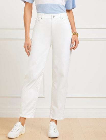 Talbots RELAXED TAPERED BARREL LEG JEANS - WHITE