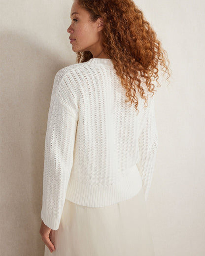 Talbots ORGANIC COTTON OPEN STITCH CREWNECK SWEATER