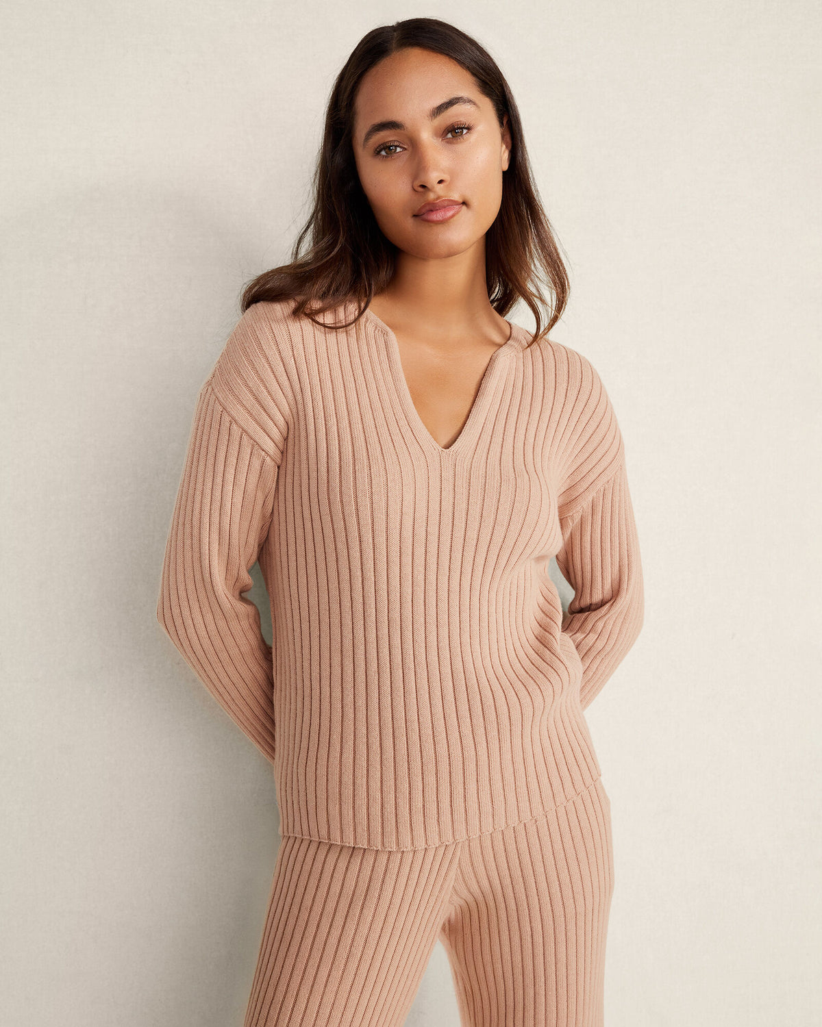 Talbots COTTON CASHMERE RIB V-NECK SWEATER