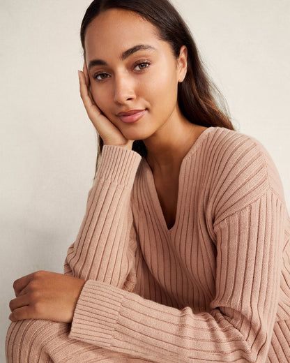 Talbots COTTON CASHMERE RIB V-NECK SWEATER